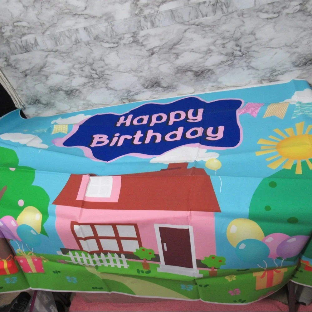 Peppa Pig Happy Birthday Banner and Backdrop Birthday Party Decorations